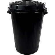 Denox Waste container with lid INDUSTRIAL, 95 l, safety closure, black, rigid plastic - Rubbish Bin