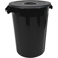 Denox Waste container with lid INDUSTRIAL, 100 l, black, rigid plastic - Rubbish Bin