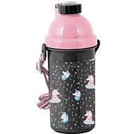 PASO Plastic bottle 500 ml Unicorn black - Children's Water Bottle