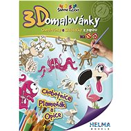Helmet 3D colouring page - Octopus, flamingo and monkey - Colouring Book