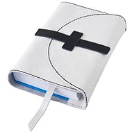 Leather book cover with clasp White - Book Cover