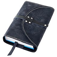 Book Cover with Rivet Buckle Black Suede - Book Cover