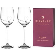 Diamante White wine glass Romance with Swarovski rhinestones 330 ml 2 pcs - Glass