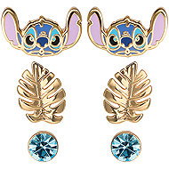 Disney set of children's earrings with motif Stitch palm leaf and blue crystal SF00262YRQL. PH - Earrings
