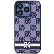 DKNY PU Leather Checkered Pattern and Stripe Zadní Kryt pro iPhone 15 Pro Max Blue - Phone Cover
