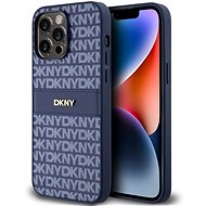DKNY PU Leather Repeat Pattern Tonal Stripe Back Cover for iPhone 14 Pro Blue - Phone Cover