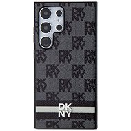 DKNY PU Leather Checkered Pattern and Stripe Back Cover for Samsung Galaxy S24 Ultra Black - Phone Cover