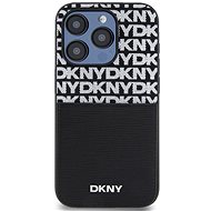 DKNY PU Leather Repeat Pattern Card Pocket Back Cover for iPhone 15 Pro Black - Phone Cover