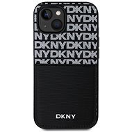 DKNY PU Leather Repeat Pattern Card Pocket Back Cover for iPhone 14 Black - Phone Cover