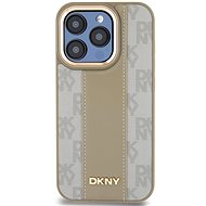 DKNY PU Leather Checkered Pattern Magsafe Back Cover for iPhone 15 Pro Max Beige - Phone Cover