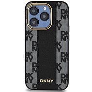 DKNY PU Leather Checkered Pattern Magsafe Back Cover for iPhone 15 Pro Max Black - Phone Cover