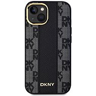 DKNY PU Leather Checkered Pattern Magsafe Back Cover for iPhone 15 Black - Phone Cover
