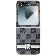 DKNY PU Leather Checkered Pattern and Stripe Back Cover for Samsung Galaxy Z Flip6 Black - Phone Cover