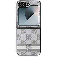 DKNY PU Leather Checkered Pattern and Stripe Back Cover for Samsung Galaxy Z Flip6 Beige - Phone Cover