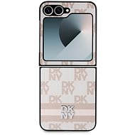 DKNY PU Leather Checkered Pattern and Stripe Back Cover for Samsung Galaxy Z Flip6 Pink - Phone Cover