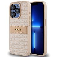 DKNY Repeat Pattern Tonal Stripe iPhone 15 Pro rózsaszín PU bőr tok - Telefon tok