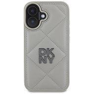 DKNY PU Leather Quilted Stack Logo Back Cover for iPhone 16 Plus Grey - Phone Cover