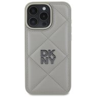 DKNY PU Leather Quilted Stack Logo Back Cover for iPhone 16 Pro Max Grey - Phone Cover