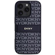 DKNY PU Leather Repeat Pattern Tonal Stripe Back Cover for iPhone 16 Pro Max Blue - Phone Cover