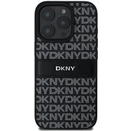 DKNY PU Leather Repeat Pattern Tonal Stripe Back Cover for iPhone 16 Pro Black - Phone Cover