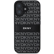 DKNY PU Leather Repeat Pattern Tonal Stripe Back Cover for iPhone 16 Plus Black - Phone Cover