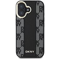 DKNY PU Leather Checkered Pattern Magsafe Back Cover for iPhone 16 Plus Black - Phone Cover
