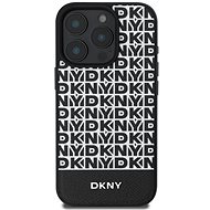 DKNY PU Leather Repeat Pattern Bottom Stripe MagSafe Back Cover for iPhone 16 Pro Black - Phone Cover