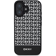 DKNY PU Leather Repeat Pattern Bottom Stripe MagSafe Back Cover for iPhone 16 Plus Black - Phone Cover