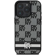 DKNY PU Leather Checkered Pattern and Stripe Back Cover for iPhone 16 Pro Max Black - Phone Cover