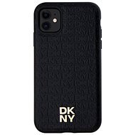 DKNY PU Leather Repeat Pattern Stack Logo MagSafe Back Cover für iPhone 11 Black - Handyhülle