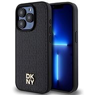 DKNY PU Leahter Repeat Pattern Stack Logo Magsafe Back Cover für iPhone 15 Pro Black - Handyhülle