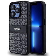 DKNY PU Leather Repeat Pattern Tonal Stripe Zadní Kryt pro iPhone 15 Pro Black - Phone Cover