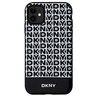 DKNY PU Leather Repeat Pattern Bottom Stripe MagSafe Zadný Kryt na iPhone 11 Black - Kryt na mobil