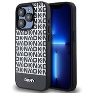 DKNY Repeat Pattern Bottom Stripe iPhone 13 Pro fekete PU bőr MagSafe tok - Telefon tok
