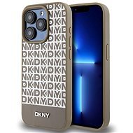 DKNY Repeat Pattern Bottom Stripe iPhone 13 Pro barna PU bőr MagSafe tok - Telefon tok