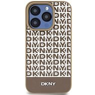 DKNY PU Leather Repeat Pattern Bottom Stripe MagSafe Zadný Kryt na iPhone 15 Pro Brown - Kryt na mobil