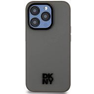 DKNY Stack Logo iPhone 15 Pro szürke PU bőr Magsafe tok - Telefon tok