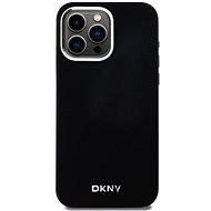 DKNY Liquid Silicone Silver Metal Logo Magsafe Zadný Kryt na iPhone 15 Pro Max Black - Kryt na mobil