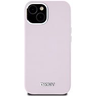 DKNY Liquid Silicone Silver Metal Logo Magsafe Back Cover für iPhone 15 Pink - Handyhülle