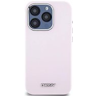DKNY Liquid Silver Metal Logo iPhone 15 Pro rózsaszín szilikon MagSafe tok - Telefon tok