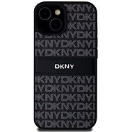 DKNY PU Leather Repeat Pattern Tonal Stripe Back Cover für iPhone 15 Black - Handyhülle
