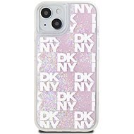 DKNY Liquid Glitter Checkered Pattern iPhone 15 rózsaszín tok - Telefon tok