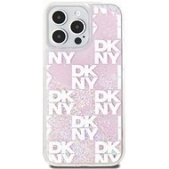 DKNY Liquid Glitter Checkered Pattern Zadní Kryt pro iPhone 15 Pro Max Pink - Phone Cover
