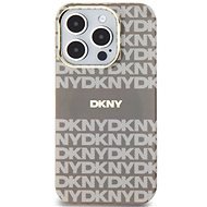 DKNY PC/TPU Repeat Pattern Tonal Stripe iPhone 15 Pro bézs MagSafe tok - Telefon tok