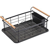 MSV Dish drainer Elie, black, steel, bamboo - Draining Board