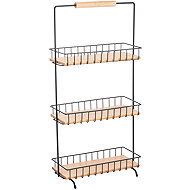 MSV 3 tier kitchen rack Elie, black, steel, bamboo - Kitchen Organiser