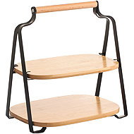 MSV Serving stand Elie, mat black, steel, bamboo - Stand