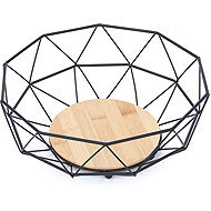 MSV Fruit bowl Elie, matt black, steel, bamboo - Bowl