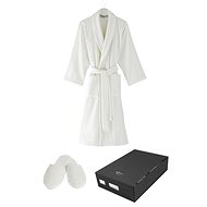 Soft Cotton Unisex robe Micro Cotton in gift pack + slippers 42/44, cream, L - Bathrobe
