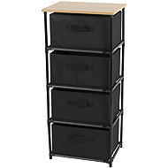 DOCHTMANN Shelf with storage boxes, black, 4 shelves, 39 × 29,7 × 89 cm - Shelving Unit